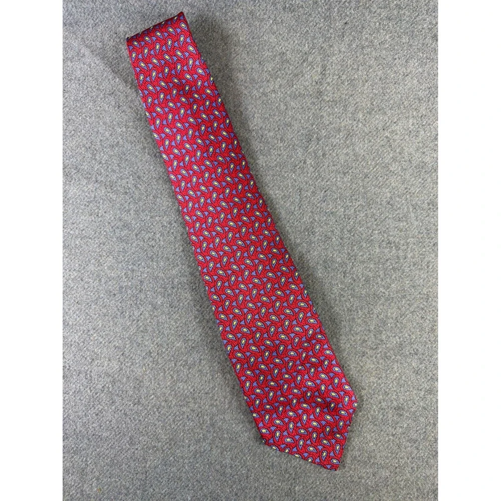 Polo Ralph Lauren Necktie‎ Mens Red Paisley 100% Silk Hand Made USA Vintage